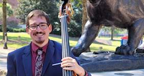 Pictured is senior double bassist Jamie Myers.