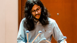 Pictured is Junior percussionist Aayush Patel.