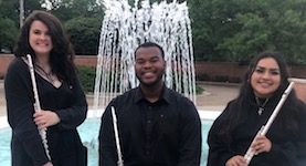 Pictured by the Laidlaw fountain is the "Percolate" Flute Trio, just one of the many performers on the Spring Honors Recital.