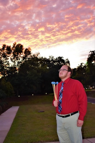 Pictured outside the Laidlaw Performing Arts Center is percussionist Trevor Perez. data-lightbox='featured'