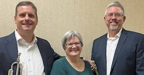 Pictured are Peter Wood, trumpet, Jodi Graham Wood, horn and Robert Holm, piano.