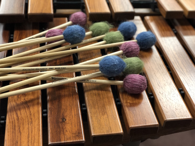 Mallets for marimbas and xylophones are pictured