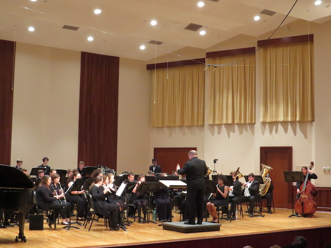 Pictured on stage is the USA Symphony Band