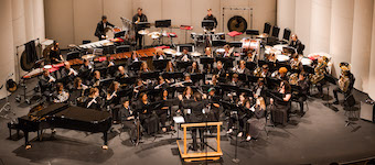 Pictured on stage is the USA Symphony Band.