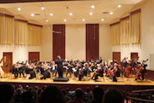 Pictured on the Laidlaw Recital Hall stage is the USA Symphony Orchestra in concert.