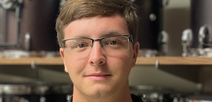 Pictured is USA senior percussionist Simeon Tanner.