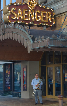 Pictured at the downtown Saenger Theatre is trombonist Cooper Tate. data-lightbox='featured'