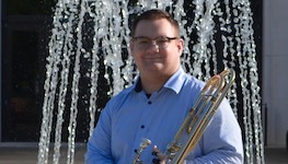 Pictured is trombonist Cooper Tate.