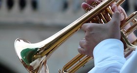 Pictured is a stock photo of a flugelhorn.