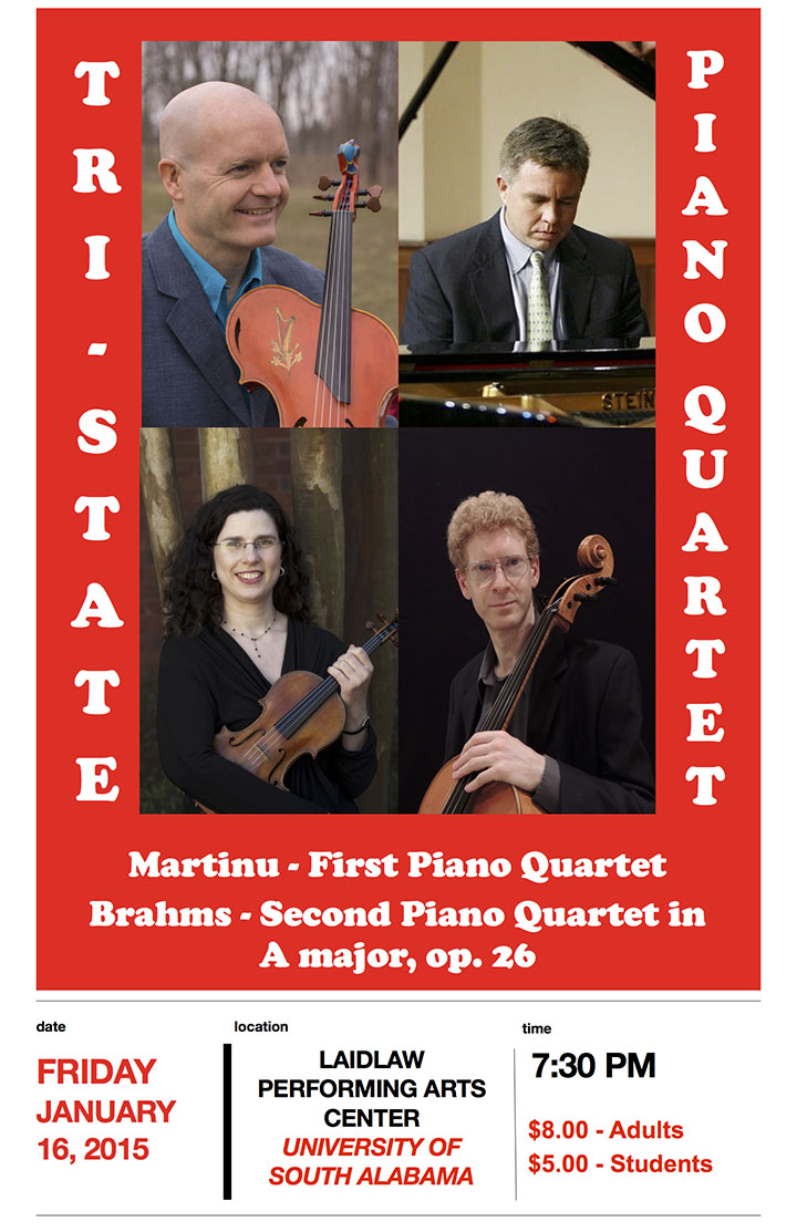 read story, Tri-State Piano Quartet January 16 