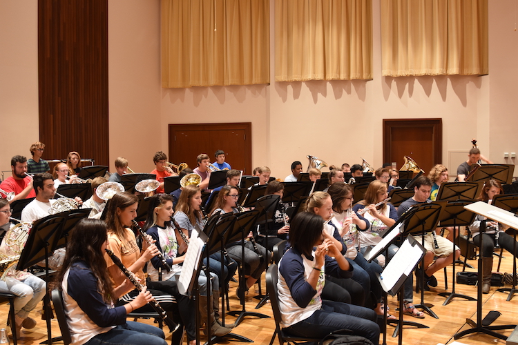 Pictured in rehearsal is the USA University Band. data-lightbox='featured'