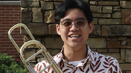 Pictured is trombonist Andrew Vo.