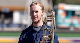 Pictured is trombonist Marshall Waites.