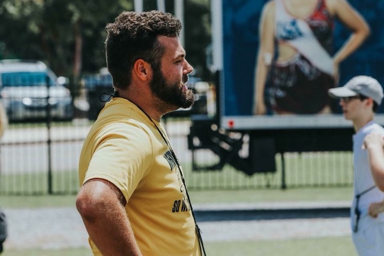 Trumpeter Erick Wicklund is pictured in his duties with the Jaguar Marching Band.