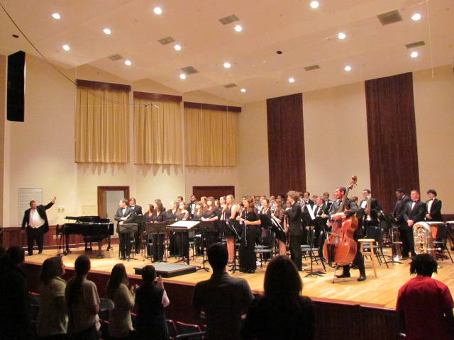 Pictured on the Laidlaw Recital Hall stage is the USA Wind Ensemble.