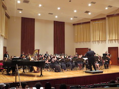 Pictured on the Laidlaw Recital Hall stage is the USA Wind Ensemble - February 15, 2019.