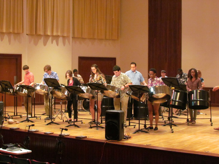 members of USA Steel Band on stage