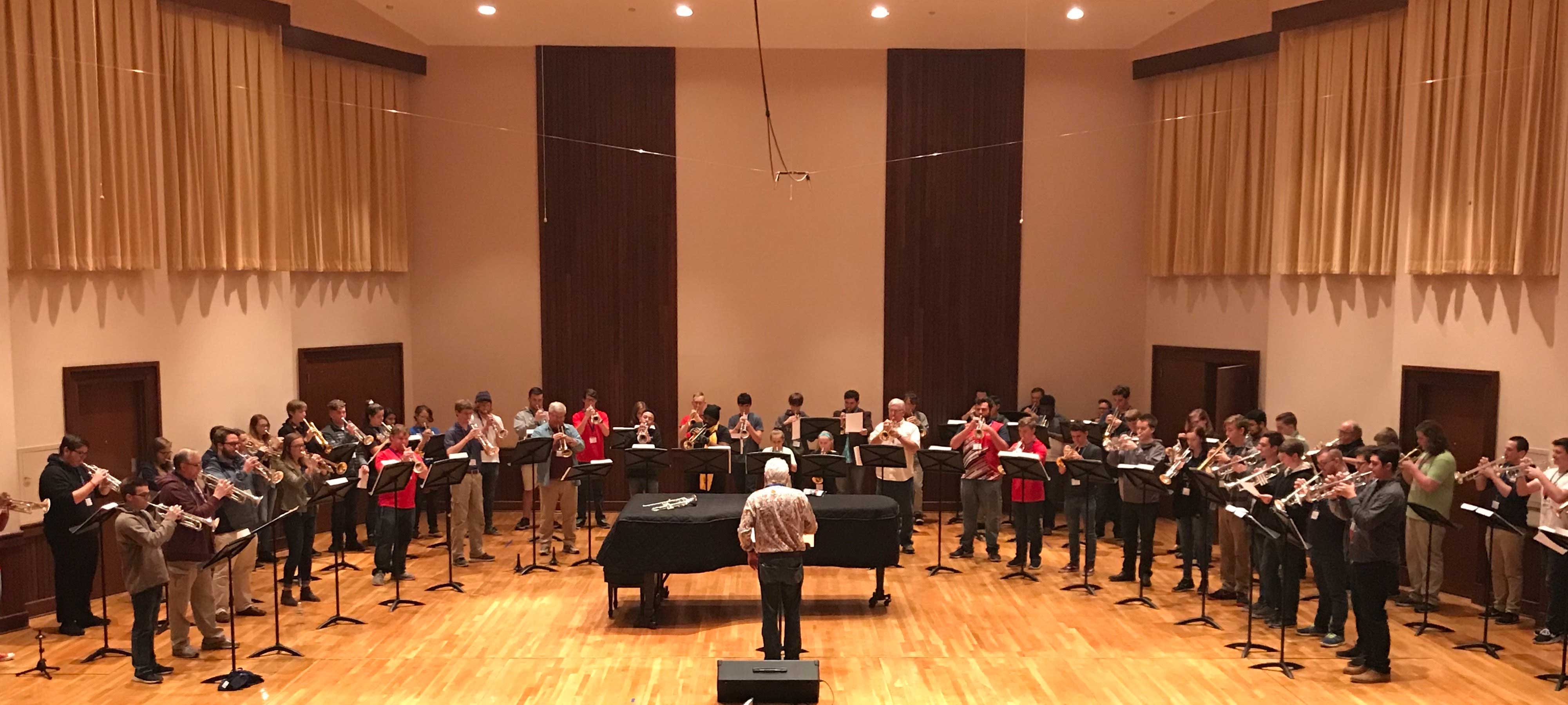Concert band practicing