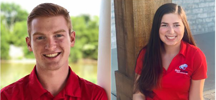 Head Drum Major Grant Skinner (L) and Assistant Drum Major Cecelia Prentiss (R)