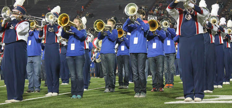 Marching Band Playing on field