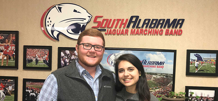 JMB Assistant Drum Major Jonah Hadaway (L) and Head Drum Major Alex Linton (R)