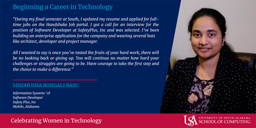 Celebrating Women in Technology -  Sindhusha Rongali Basu