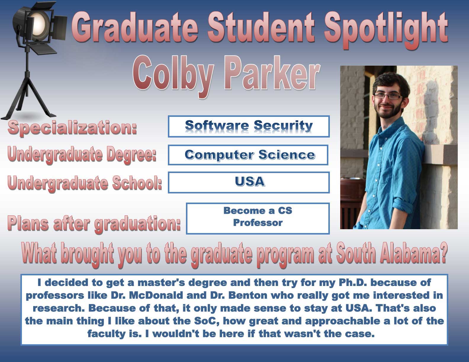 Graduate Student Spotlight: Colby Parker