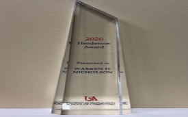 distinguished Alumni award for Warren Nicholson