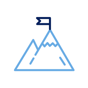 Icon of mountain with flag on top.