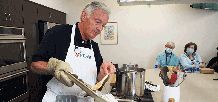 Dr. Israel cooking demonstration.