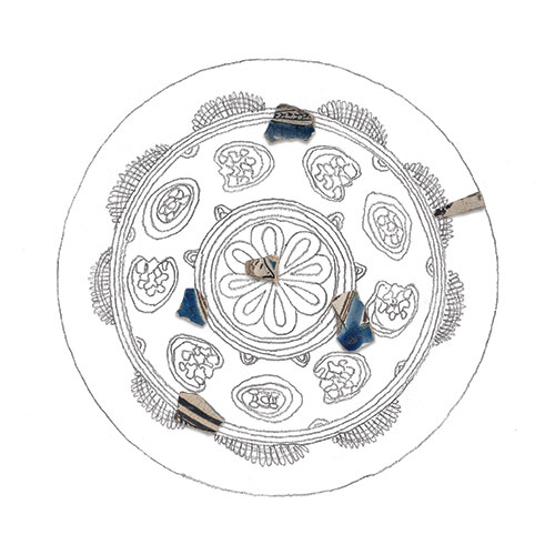 Puebla Polychrome Majolica Ceramic Shreds