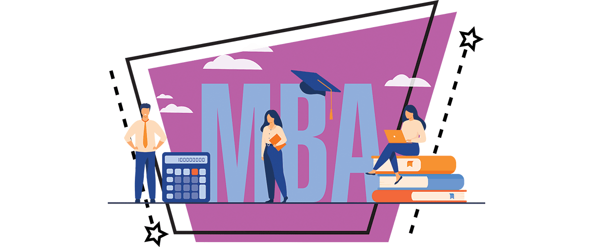 MBA drawing with people, calculator, books. data-lightbox='featured'