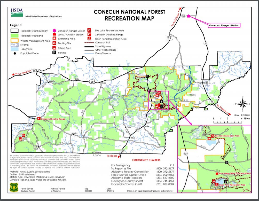 Conecuh National Forest Recreation Map