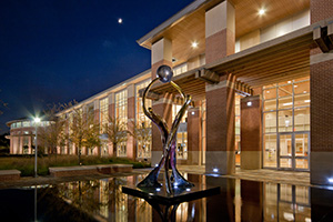 Student Recreation center at night.