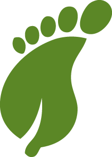 Icon of a green foot to represent environmental wellness.
