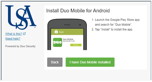 Install the Duo Mobile app on your device Screenshot
