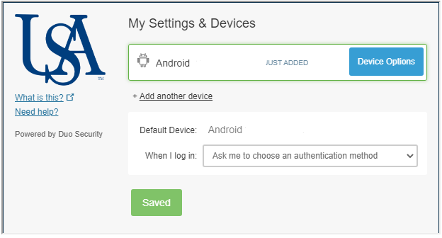 Settings and Devices Screenshot