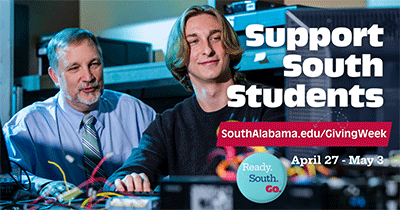 Facebook graphic with student working with professor on computer.