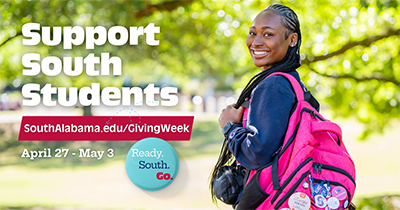 Facebook graphic with student with pink backpack on.