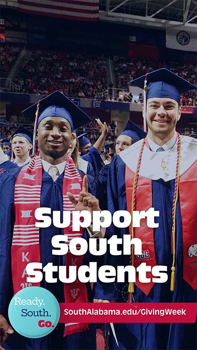 Stories graphic with students at graduation in cap and gown.