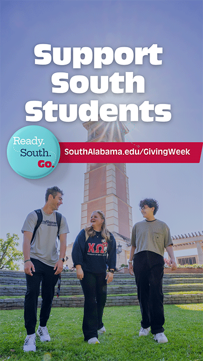 Stories graphic with students smiling at each other in front of Moulton Tower.