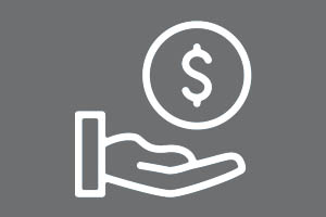 Hand holding a money sign icon