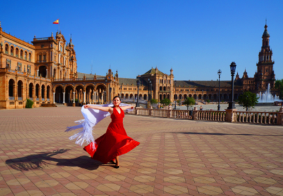 Spanish-woman in red dancing