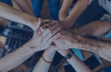 Hands going in for team work.