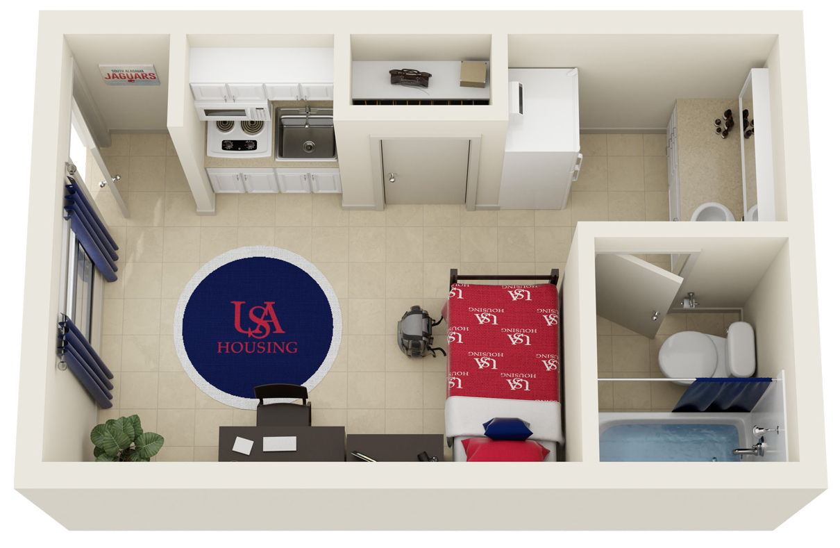 3D floor plan of Delta Private Room with Kitchenette