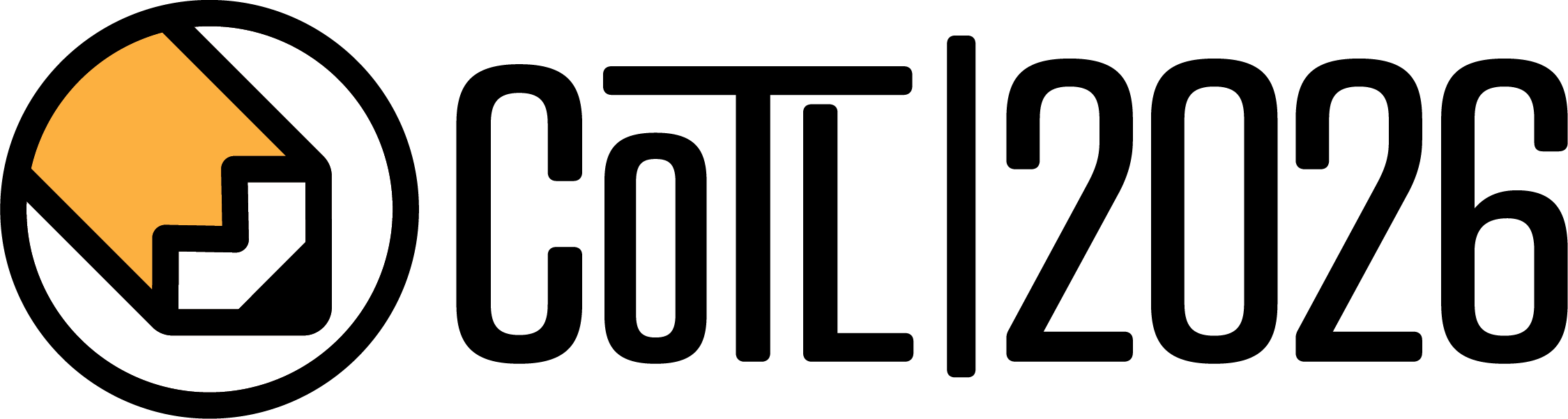 Circle with pencil icon inside with text "CoTL 2026"
