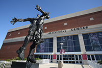media relations photography - statue at Mitchell Center Entrance
