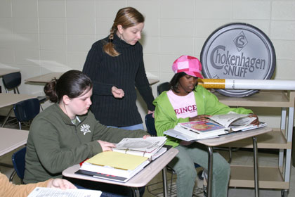 Middle school students Katie Reynolds of Mobile Christian and Danielle Goosby of Phillips Prepatory School