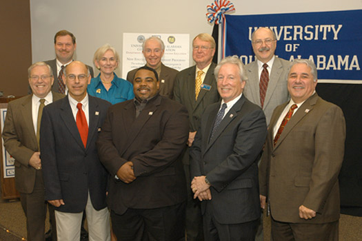 Back row left are Dr. Thomas Sisk; Dr Agnes Smith; Dr. Tom Chilton; Dr. Harold Dodge; Dr. Roy Nichols. Front row left are Dr. Albert Thomas; Dr. David Gray; Tim Hale; Dr. Richard L. Hayes and Dr. Phillip Feldman.
