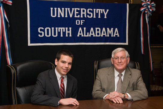 Landon Sykora and President Moulton